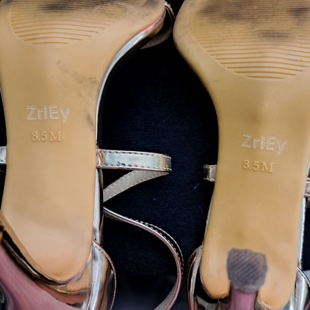Zriey Strappy 3” Stiletto High Heels - Size 8 1/2M- metallic Rose Gold - Picture 11 of 11